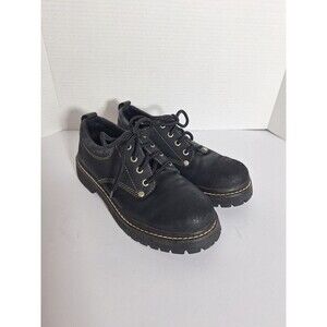 Vtg Y2K Skechers Chunky Platform Black Leather Suede Oxfords Women's Sz 8 Grunge